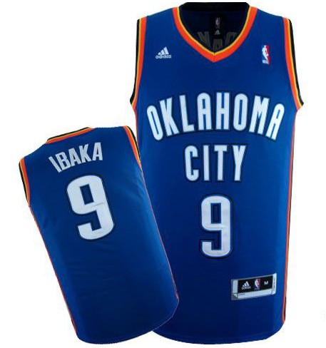 NBA Oklahoma City Thunder 9 Serge Ibaka New Revolution 30 Swingman Road Blue Jersey